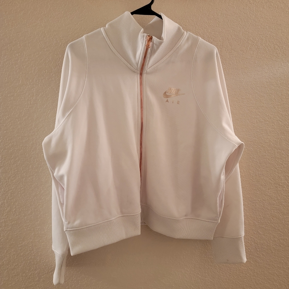 Nike Rose Gold Zipper Off White Jacket Gold Foil Nike Logo - Picture 2 of 4